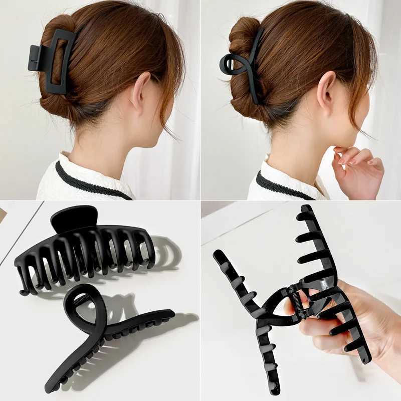 Women Elegant Black Geometric Plastic Hair Claw Lady Sweet Long Hair Holder Toothed Hair Clips Hairpins Fashion Hair AccessoriesX240912