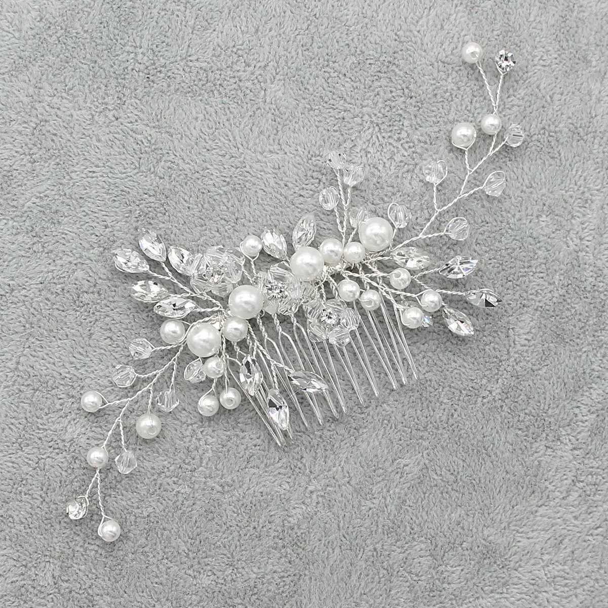 Crystal Bride for Women Bridal Wedding Hair Accessories Pearl Flower Headband Handmade Hairband Beads Hair Comb DecorationX240913