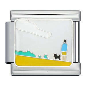 Pet Cat Dog Series Titanium Steel Welding Enamel Cartoon DIY Bead Bracelet Italian Charm Links Fit 9Mm Bracelet Jewelry DIY Making Gifts