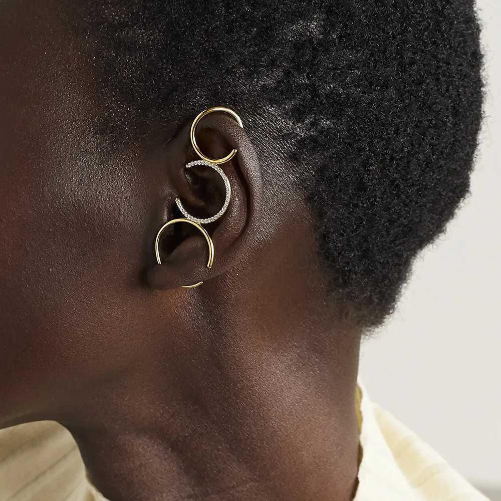 VG 6YM Rainbow Circle Big Unusual Cuff Earring Colorful Rhinestone C Shape Long Piercing Clip Earrings For Women Jewelry 2021X240913