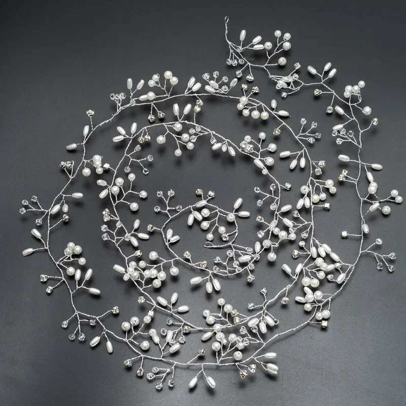 Bridal Wedding Crystal Bride Hair Accessories Pearl Flower Headband Handmade Hairband Beads Decoration Hair Comb For WomenX240913