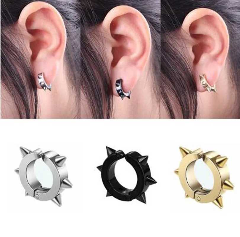 1 Pcs titanium steel Ear Clip Non Piercing Fake Round Earrings for Woman Man Personality Fashion Jewelry Punk Rock StyleX240913