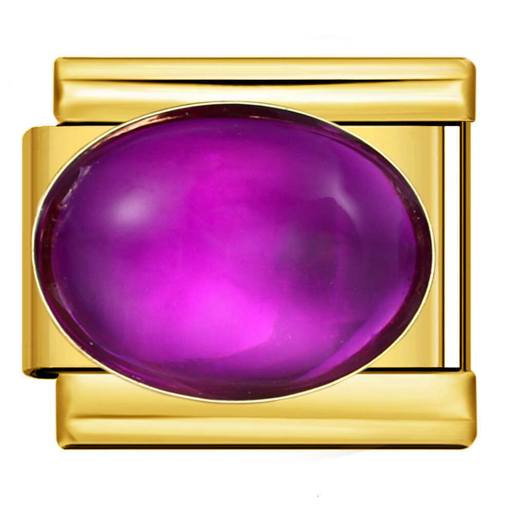 Stainless Steel Welding Elliptical Colored Stone DIY Elastic Bracelet Accessories Italian Charm Links Stainless Steel Fit 9mm Bracelet Jewelry DIY Mak