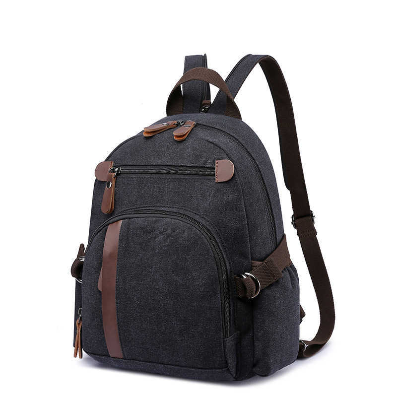 washed canvas backpack, fashionable casual street style backpack, travel small shoulder bag 240915