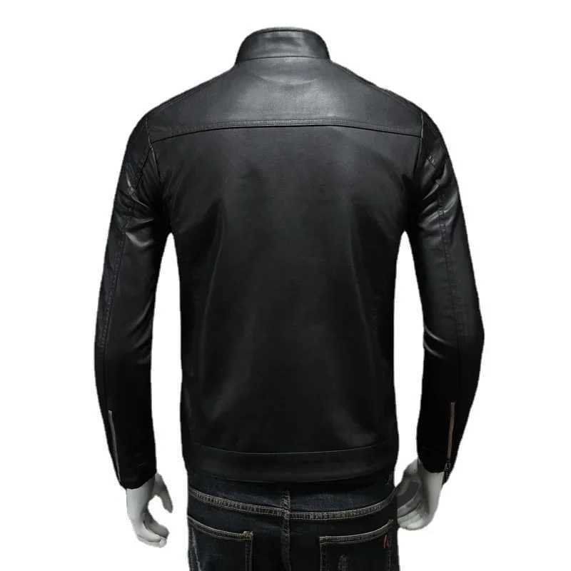 New Arrival Mens Leather Jacket Korean Fashion Mens Motorcycle Jackets Black Outwear Mens Leather Coat Male ClothingX240913