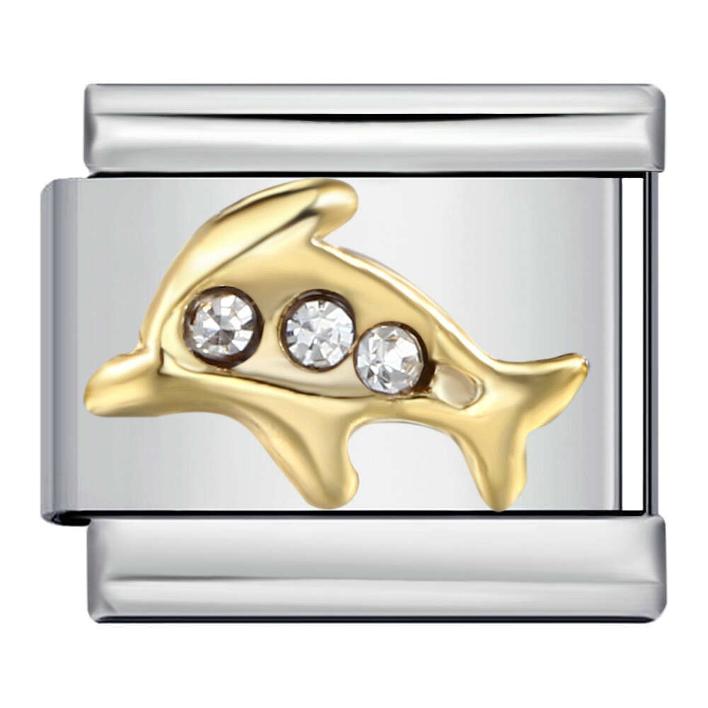 New Dia Inlaid Titanium Steel Welding Enamel DIY Module Italian Charm Bracelet Italian Charm Links Stainless Steel Fit 9mm Bracelet Jewelry DIY Making