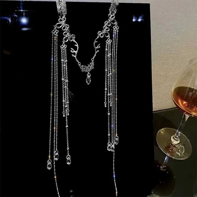 Elegant Shinning Rhinestones Long Tassel Hairwear Crystal Retro Hair Band for Women Chinese Accessories ChristmaX240913