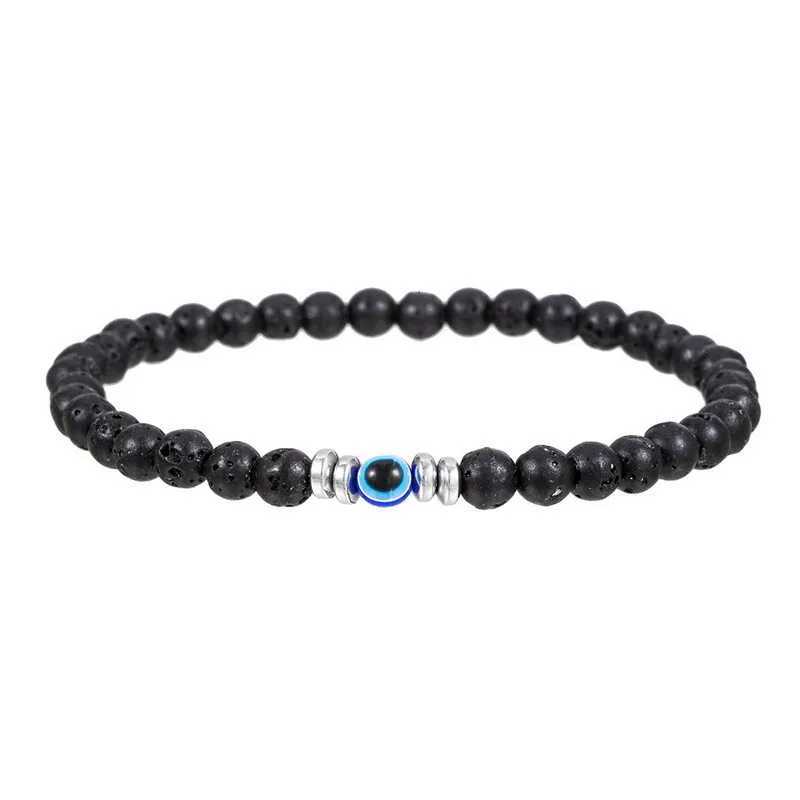 4mm natural stone bead bracelet for men fashionable lucky evil eye smooth round bead couple wristband bracelet jewelry gift W240913