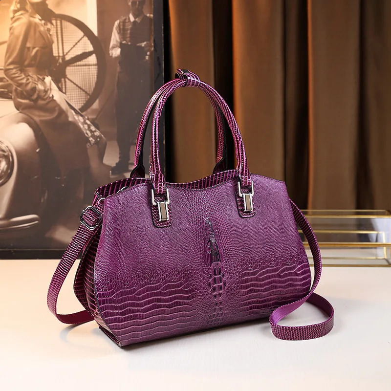 Pattern Womens Leather Handbag High Quality Purple y Pu Shoulder Bag 240910