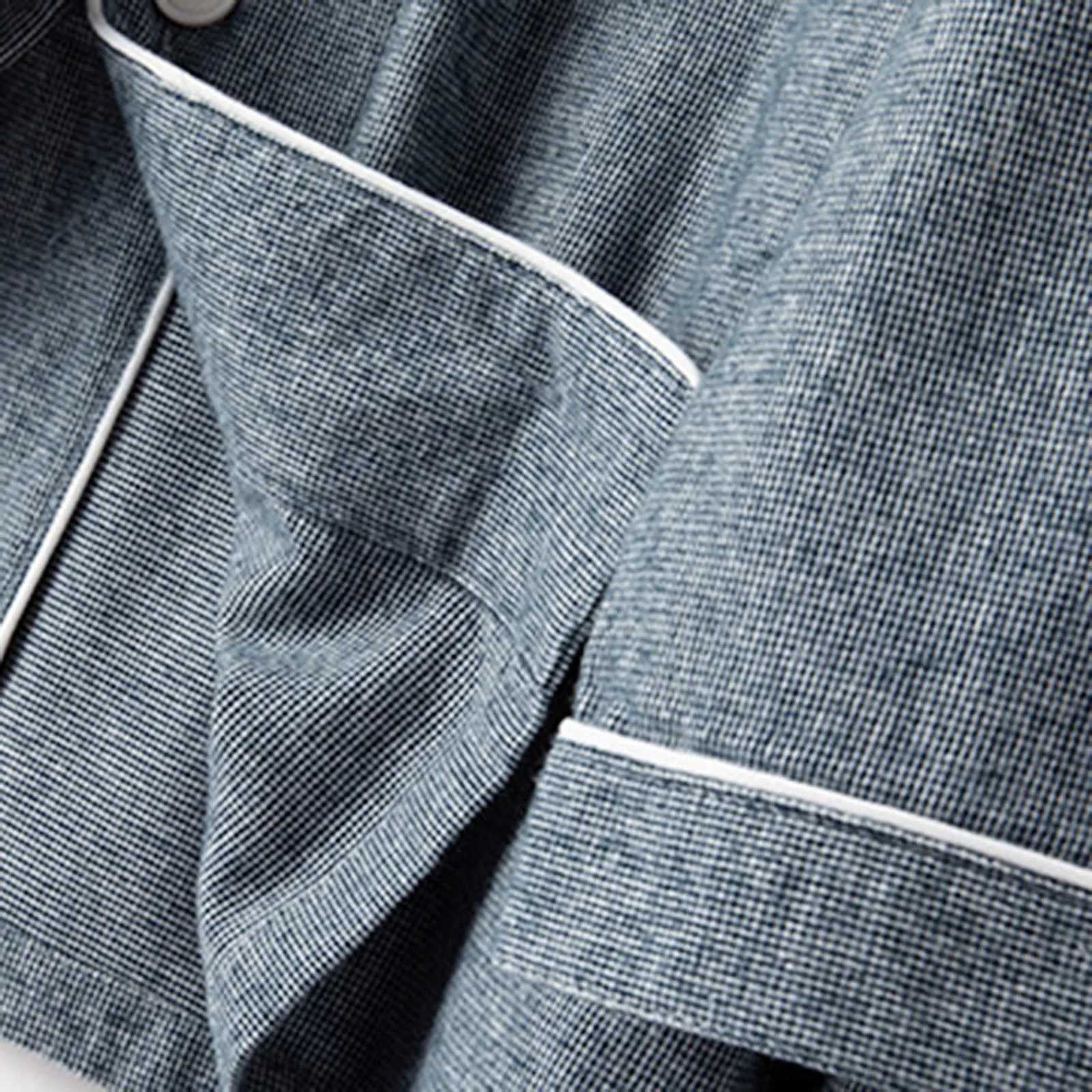 MenS Checked Pajama Set Loungewear Buttoned Long Sleeve Trousers 8 Home Wear Pajamas For Man Fall Winter Y240913