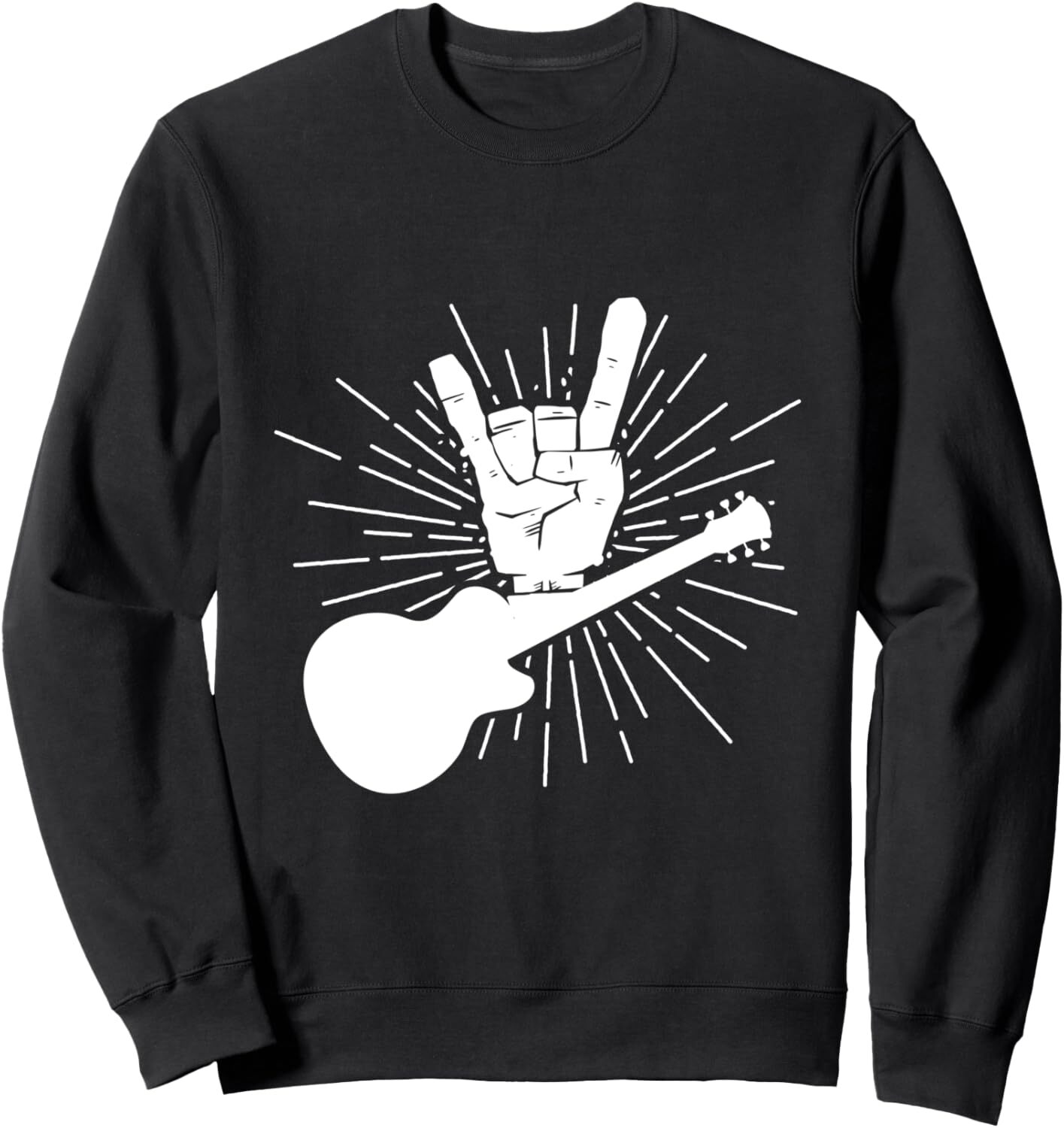Long Sleeve Shirts for Men sweatshirt Hand Rock Sign Heavy Metal Guitar Unique Rocker Gift Sweatshirt Tee Streetwear Casual tops clothes
