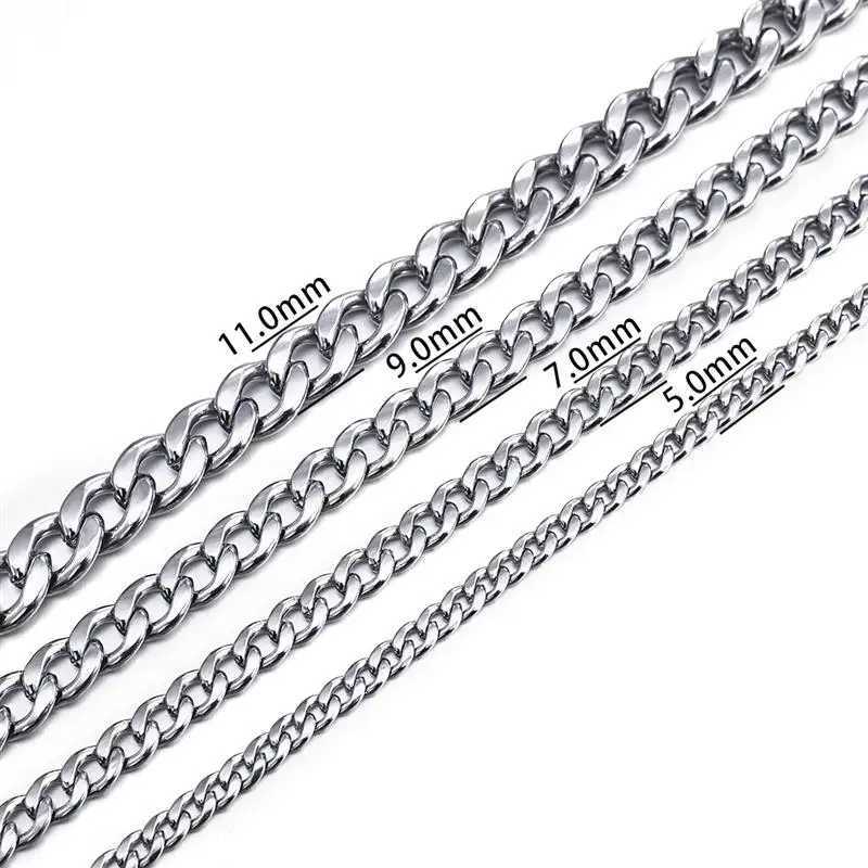 Men Simple Stainless Steel Curb Cuban Link Chain Bracelet for Women Unisex Bangle Fashion Hiphop Wristband Jewelry Gift 5-11 mmX240913