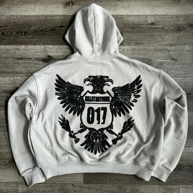 Y2K American fashion loose zipper hooded mens street Harajuku edition card communication printing oversized womens jacket 240930CJ