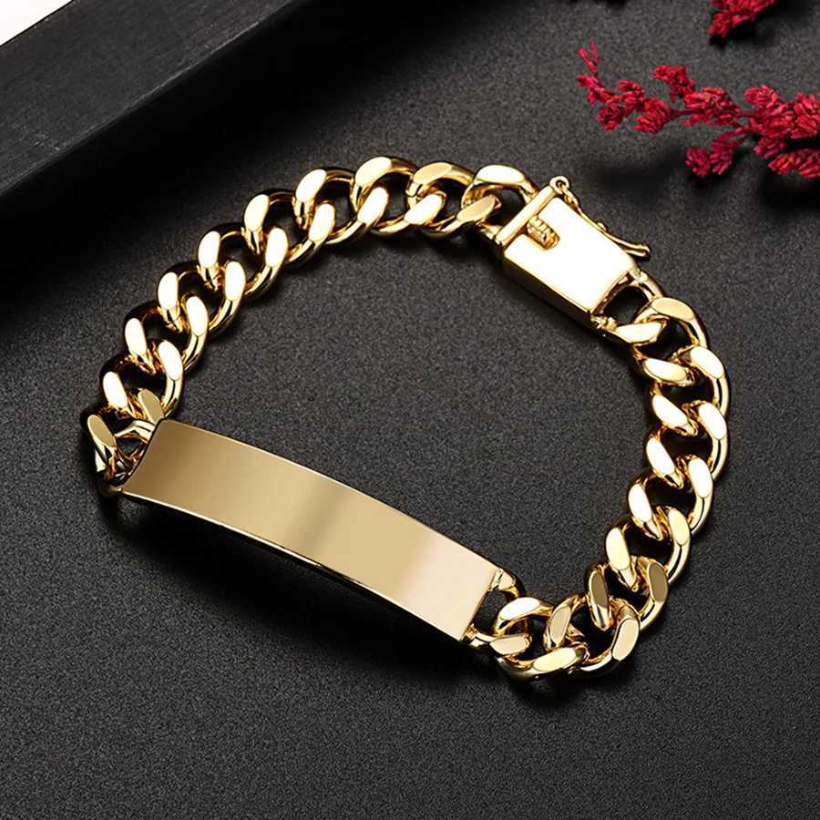 wholesale 18K Gold 10MM chain bracelets for man women high quality fashion jewelry wedding party Christmas gifts 20cmX240913