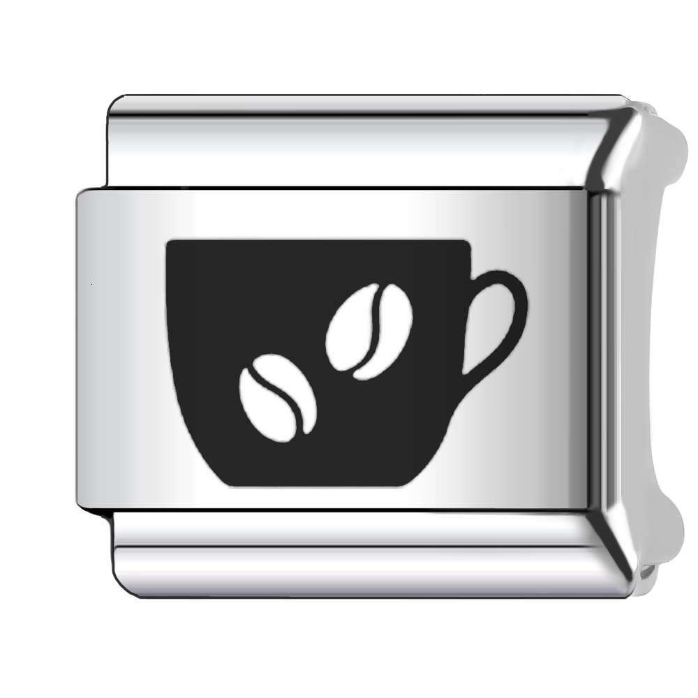 2024 New Women's Gift Coffee Drink Bead Italian Charms Links Beads Fit 9Mm Stainless Steel Bracelet Making Jewelry