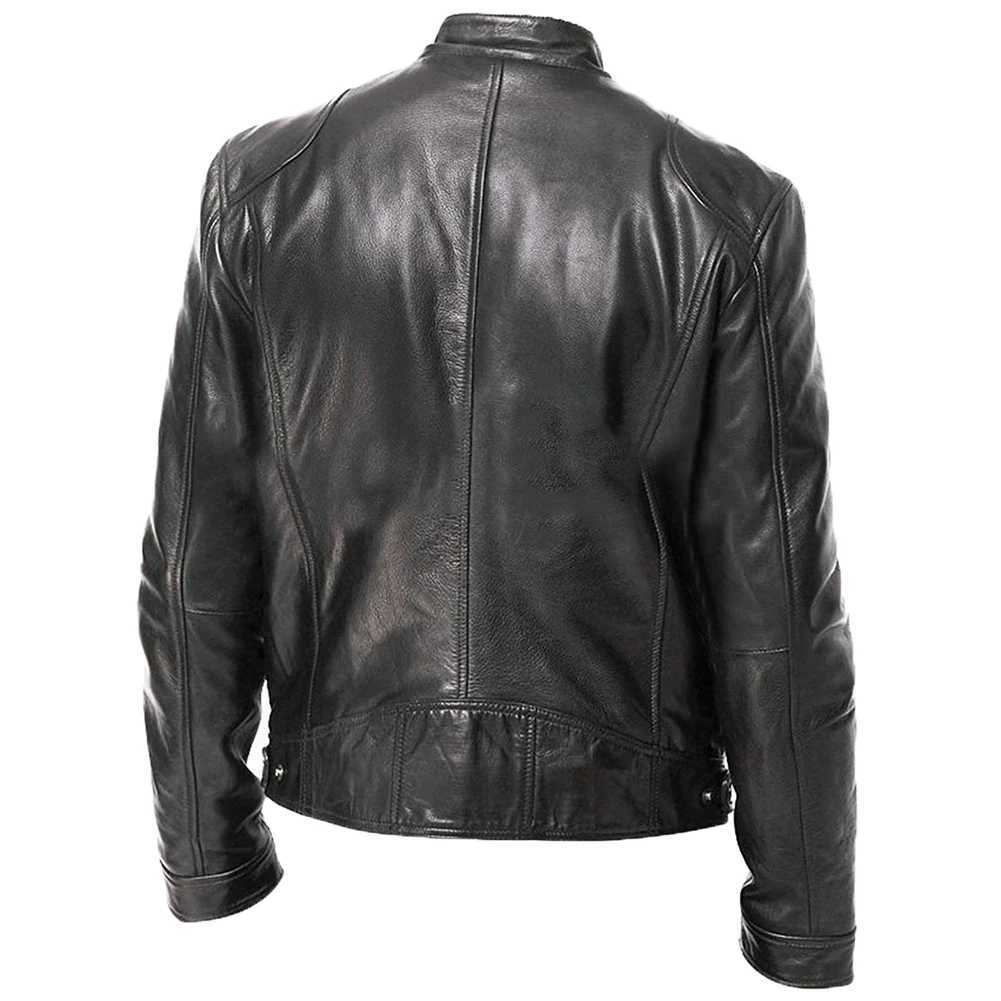 new 2022 Autumn Men Fashion Motorcycle Leather Jacket fit Coat Casual Zipper jacketX240913