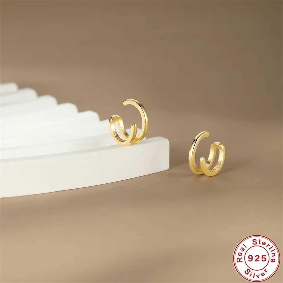 AIDE 1pair 925 Sterling Silver Smooth Design Clip Earrings Stackable Ear Cuff For Women Girls Party Fine Jewelry Christmas GiftsX240913