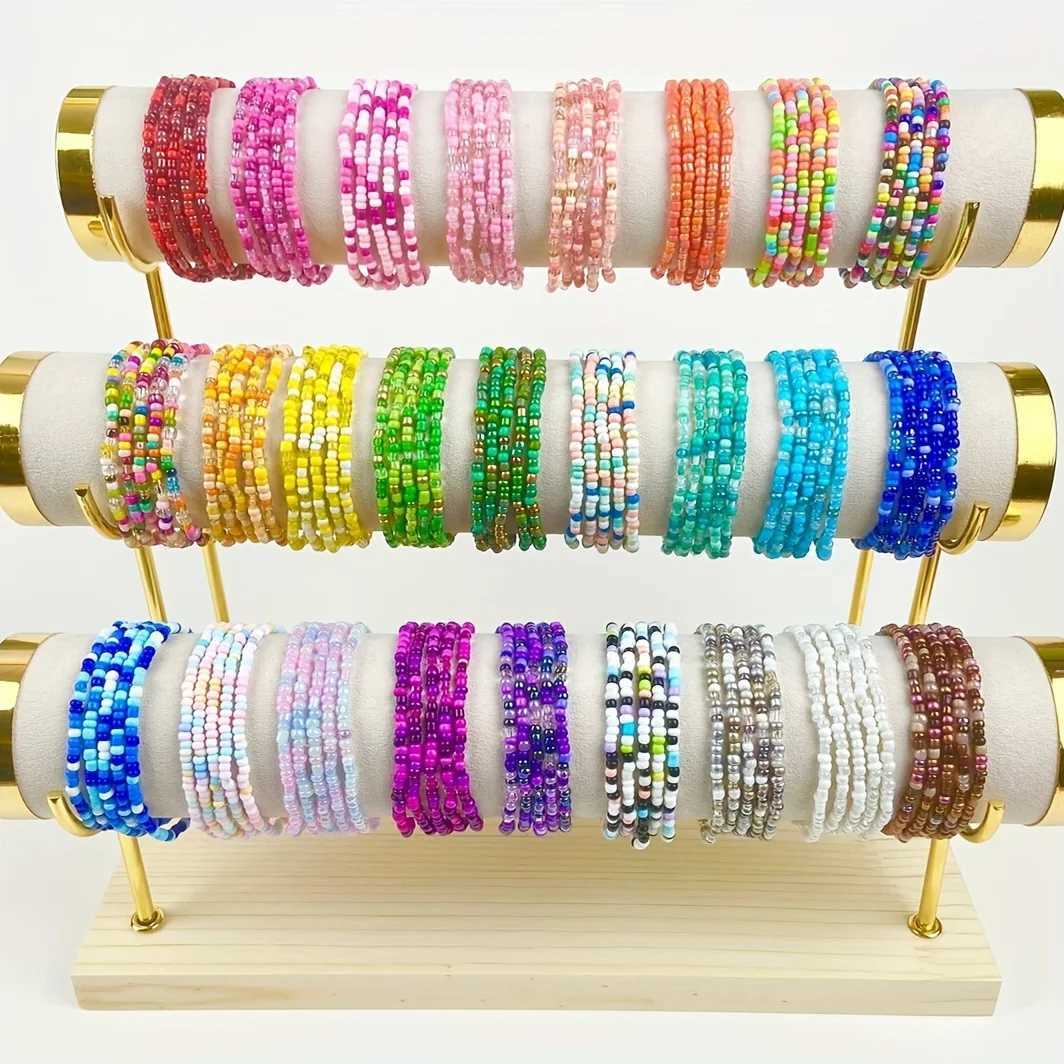 Vedawas 30 pieces (random color) Bohemian bead elastic bracelet handmade colorful beads for spring and summer beach W240913