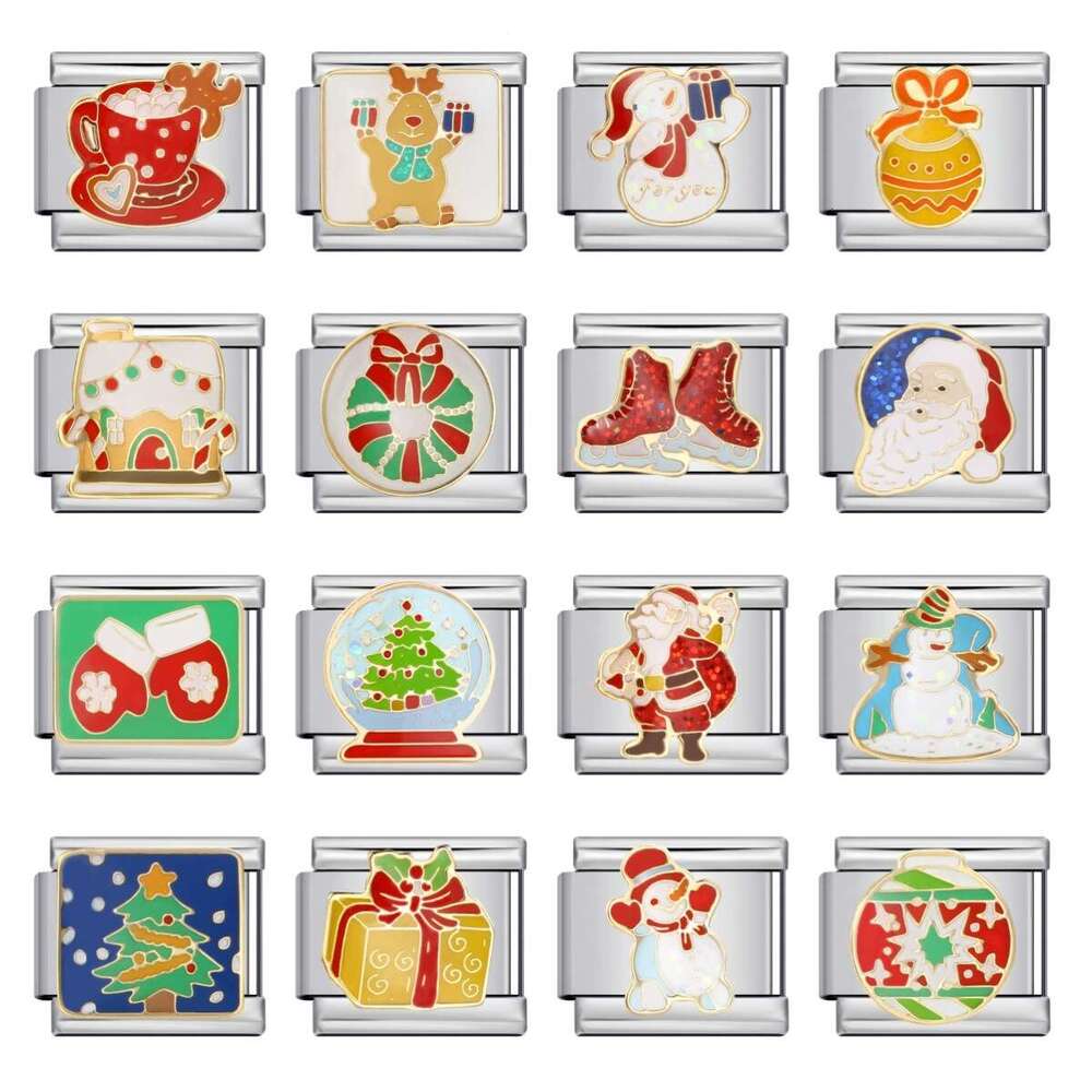 Series DIY Elastic Welding Enamel Beads Bracelet New Year's Gift Italian Charm Links Fit 9Mm Bracelet Jewelry DIY Making Gifts