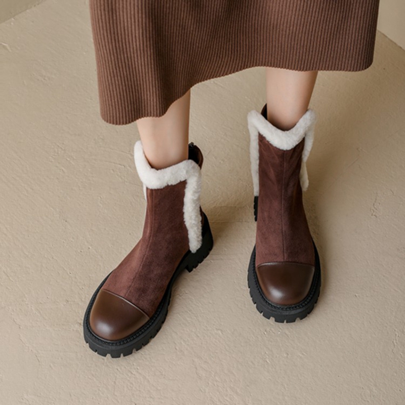 New Winter Women Shoes Suede Boots Women Round Toe Chunky Boots Thick Heel Shoes Designer Boots Solid 2021 Fashion Shoes Women