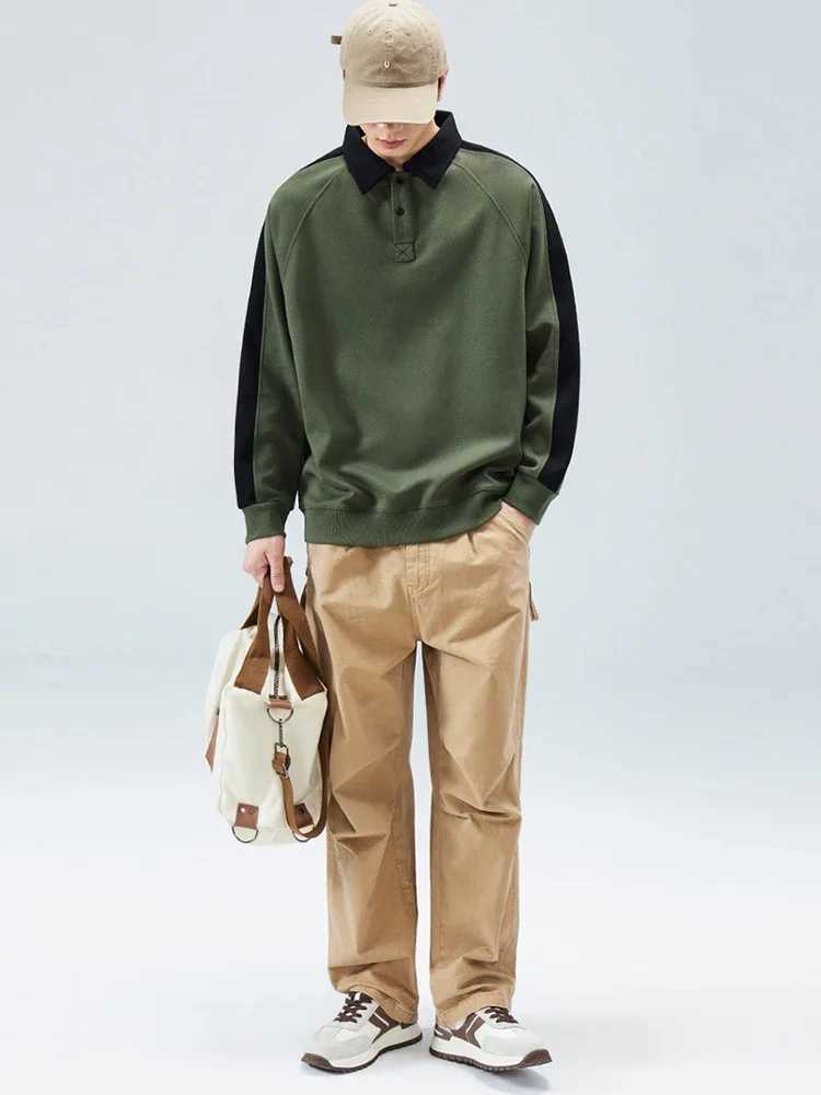 South Korean polo shirt mens autumn sweater with lapel collar mens long sleeved lapel casual shirt ultra-thin fit 2024 new item W240913