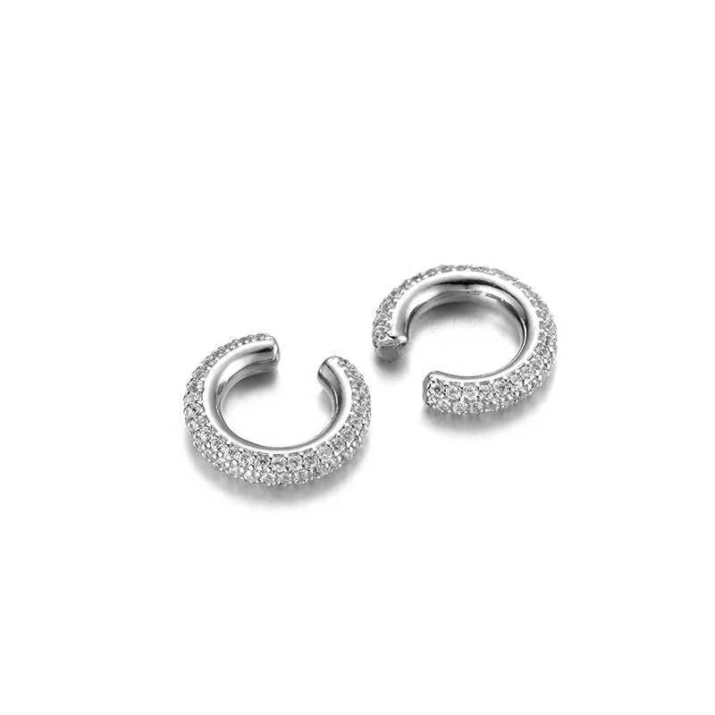 Women IPC Round Fake C Shape For Cartilage Clip Earrings No Pierced Earrings AAAA Zirconia Geometric Jewelry Gold Silver ColorX2409
