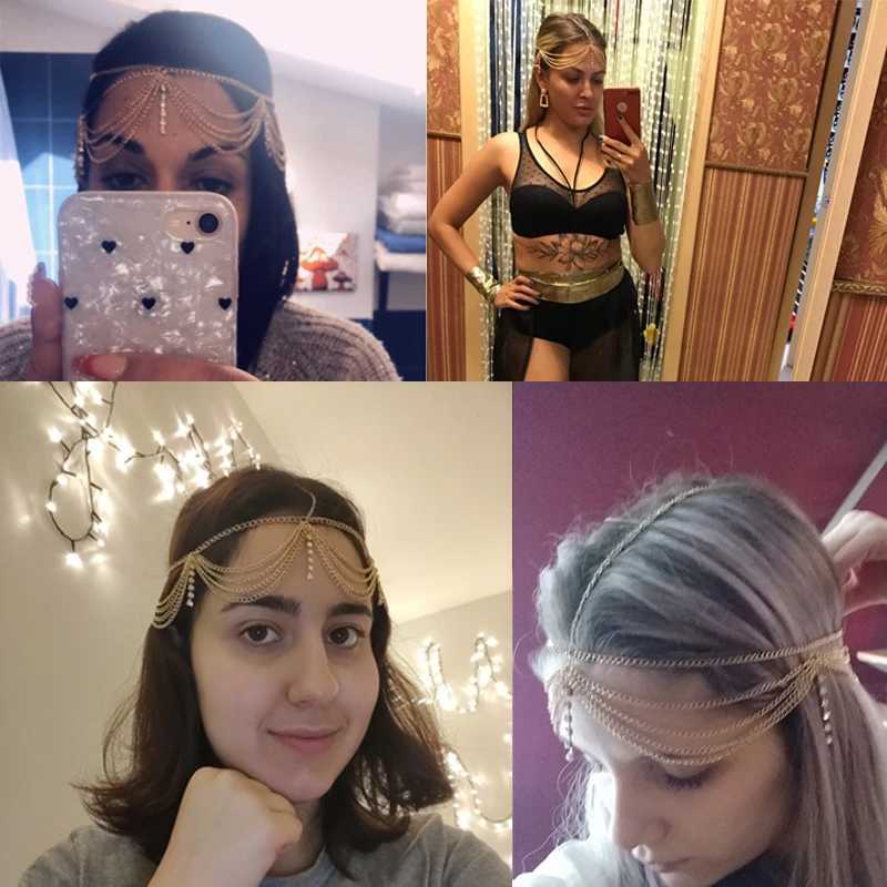 Boho Crystal Bride Headdress Hair Accesories New Fashion Elegant Head Chain Jewelry Women Wedding Accessories Bridal HeadpieceX240913