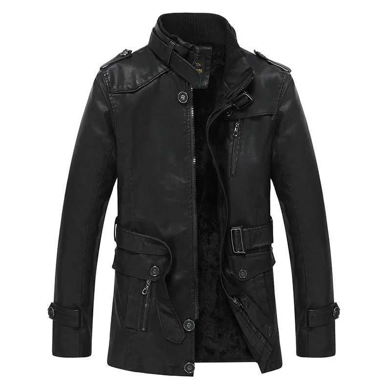 New Mens Leather Jackets Autumn Casual Motorcycle PU Jacket Biker Leather Coats Brand Clothing Long Fleece Mens Leather JacketsX240913