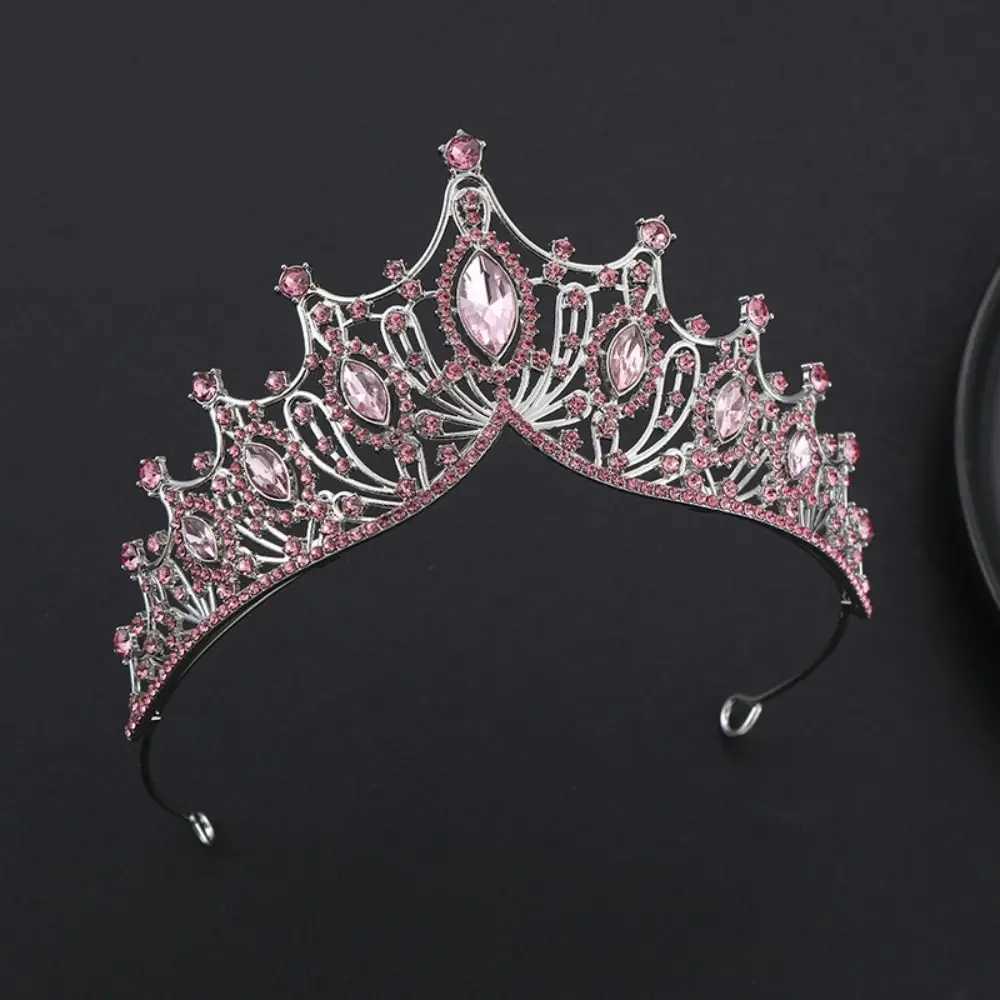 Metal Baroque Crown Temperament Hair Ornaments Shiny Princess Tiara Headwear Bridal Hair Tiara Rhinestone Crown BridalX240913