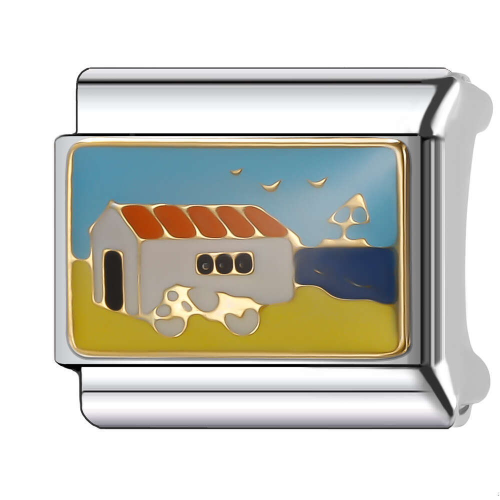 2024 Women's Gift Fit 9mm Stainless Steel Italian Charms Bracelet Links Beads DIY Elastic Hand Decoration Landscape Artistic Style Detachable Bra