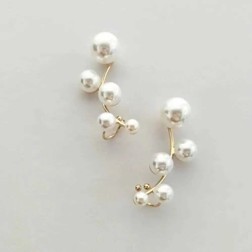Climbing Clip on Earrings for Women White Imitation Pearl Ear Cuff Earring Wedding Fashion Jewelry Girls GiftX240913