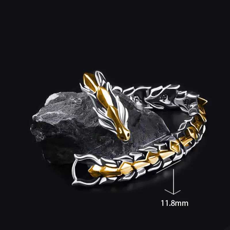 Hip Hop Punk Head Dragon Lin Bracelet Retro Exaggerated Dragon Bracelet Jewelry Mens Accessories GiftsX240913
