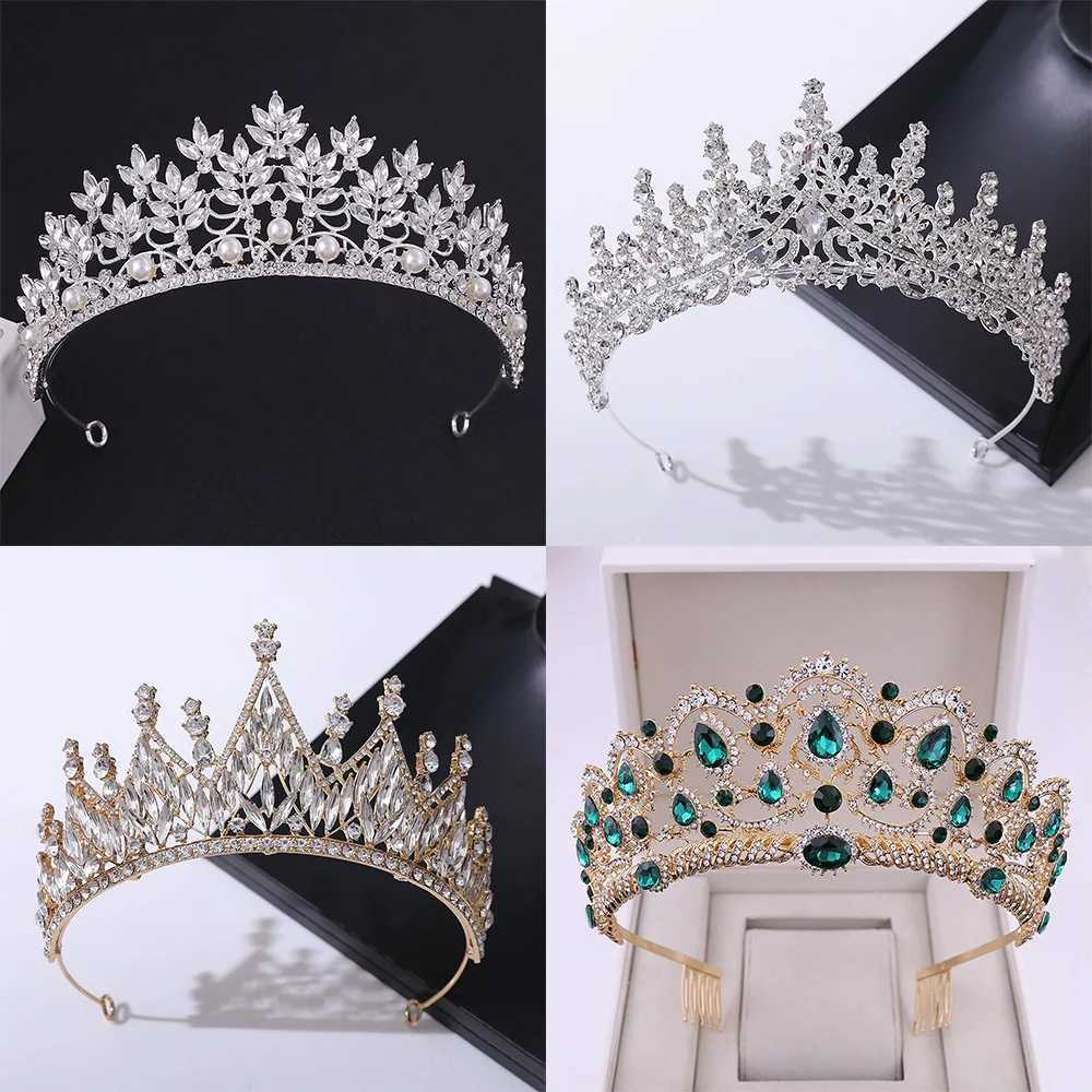Luxury Big Rhinestone Geometric Bridal Tiaras Crown Baroque Crystal Pageant Prom Diadem Bride Headbands Wedding Hair AccessoriesX240913