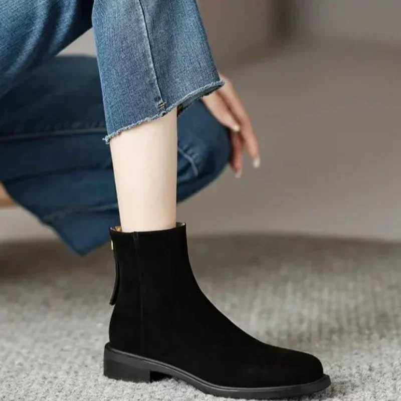 Shoes for Women New Elegant Retro Womens Boots High Quality Brown Ankle Boots Autumn Winter Fashion Zipper Modern Boots M240912