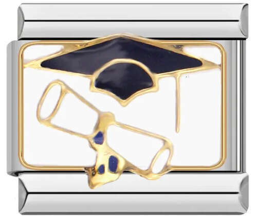 Student Graduation Pattern Bead DIY Titanium Welding Enamel Bracelet Elastic Splicing Strap Chain Italian Charm Links Fit 9Mm Bracelet Jewelry DIY Mak