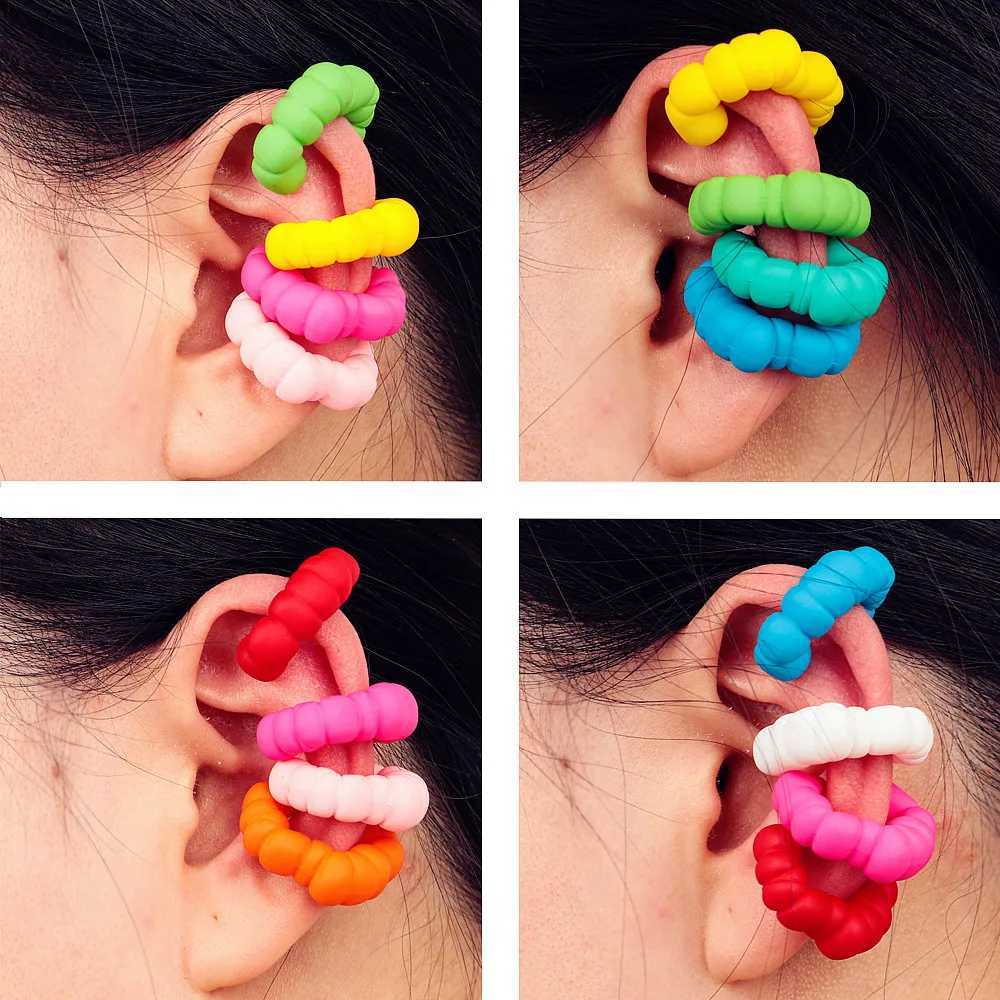4pcs Korea Acrylic Heart Clip on Earrings for Women Mixed Color Irregular C-Shape Ear Cuff No Piercing Cartilage Earclip JewelryX240913