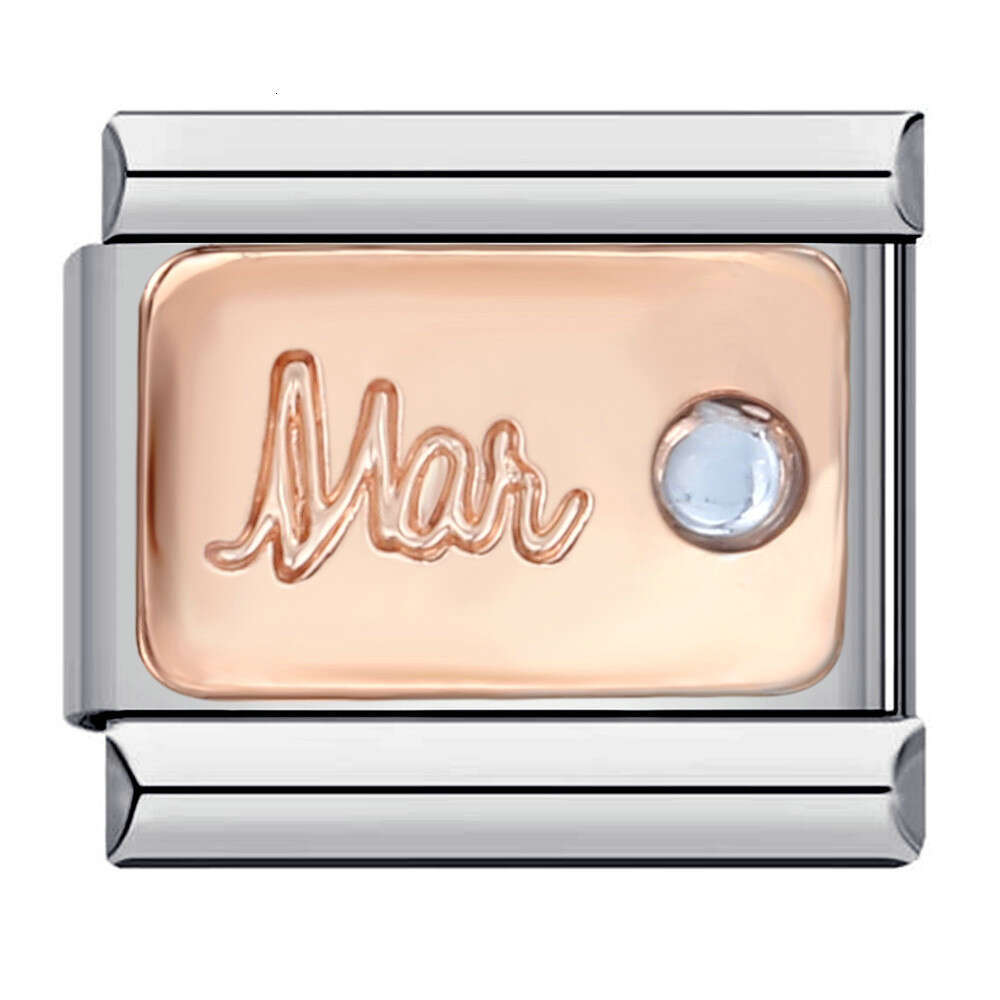 Fashion Color 12 Birthday Stone Italian Module Stainless Steel Micro Inlaid Zircon DIY Elastic Bracelet Fit 9mm Bracelet Jewelry DIY Making Gifts