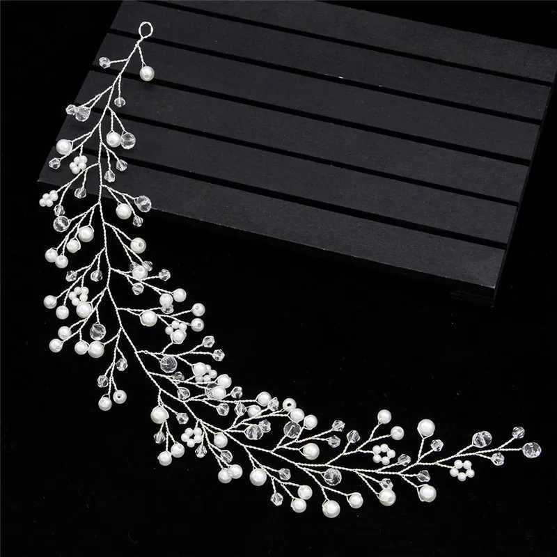 Simulated Pearl Bride Wedding Headpieces Hair Jewelry Crystal Headband Tiara Bride Hair AccessorieX240913