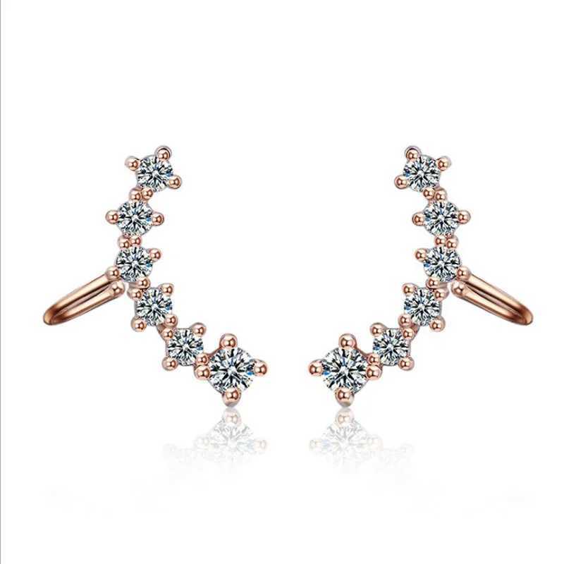 KOFSAC New Luxury Crystal CZ Silver 925 Ear Cuff Non Piercing Cartilage Ear Clip Earrings For Women Girl Fashion Jewelry GiftX240913