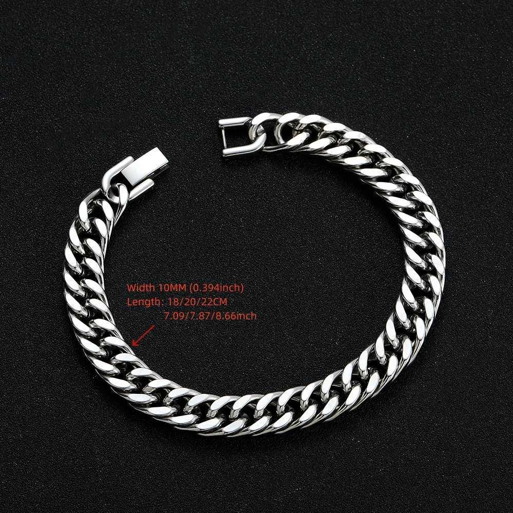 New Arrival Width 10MM 316L Stainless Steel Cuban Chain Bracelet For Men Fashion Hip Hop Party Accessories Boyfriend GiftsX240913