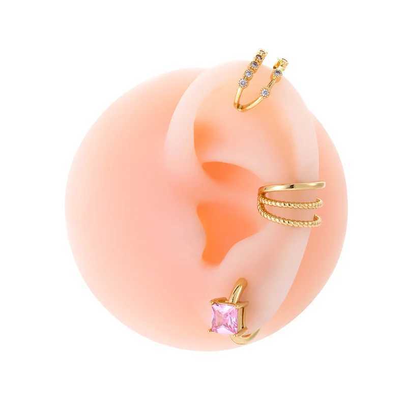 1PC Fake Piercing Ear Clip Square Zircon U-shaped Earrings Cuffs Ring Cartilage Conch Fake PIERC Jewelry For Women 2024 TrendingX240913