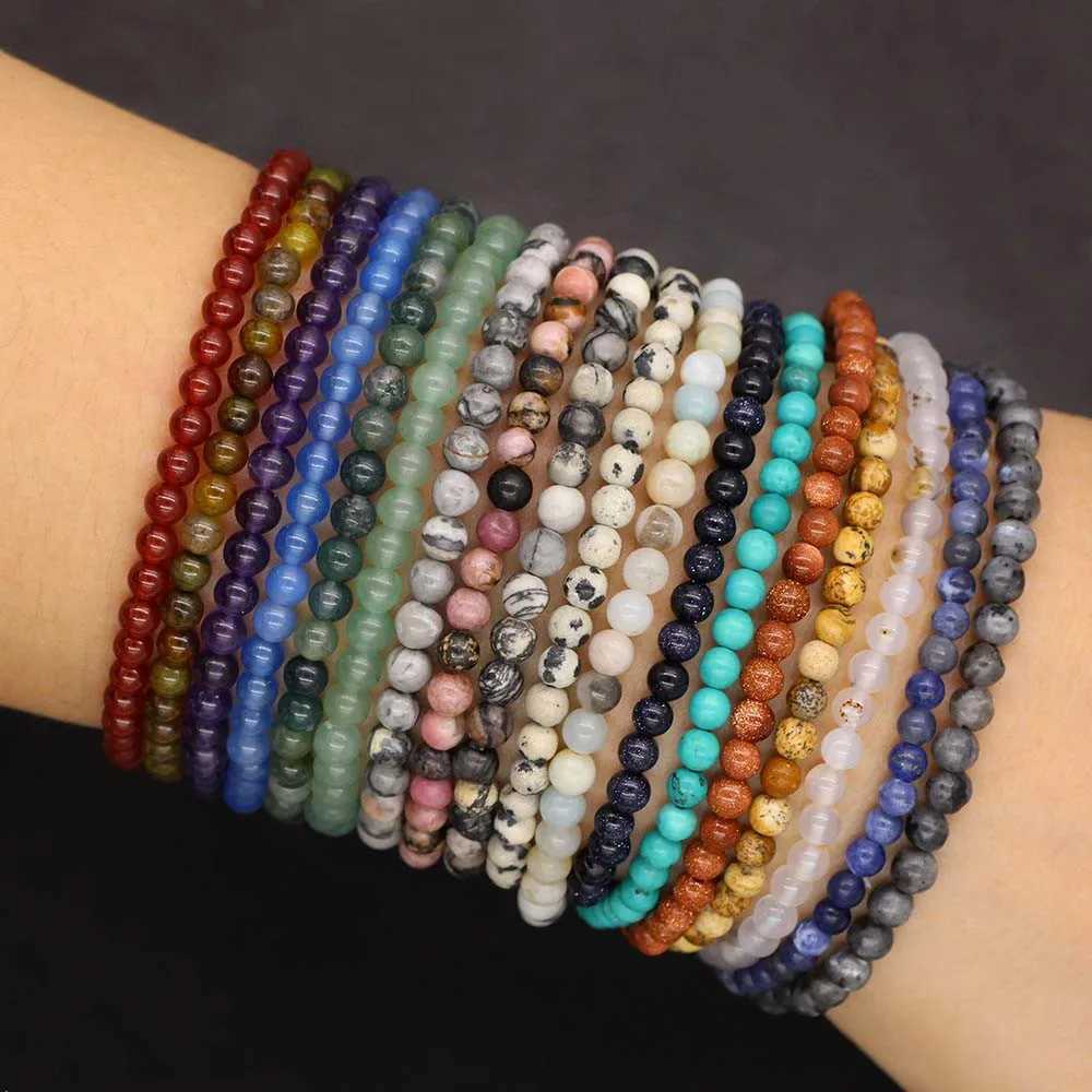 4mm Natural Stone Azure Bead Elastic Bracelet Tiger Eye Round Bead Bracelet Mens Jewelry Bracelet W240913