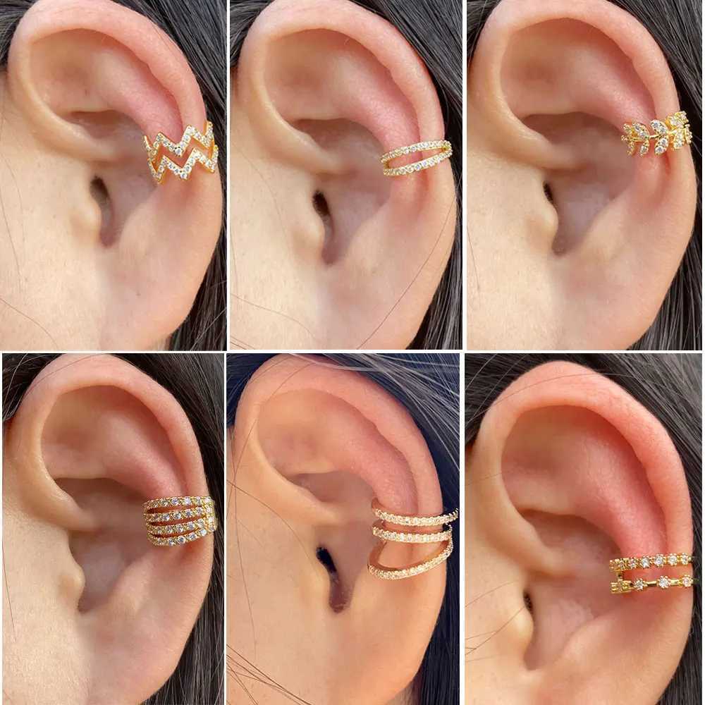 1Piece Crystal CZ Clip On Earring EarCuff Without Piercing Helix Cartilage Ear Clip Ear Wrap Earrings Women Teen CuffsX240913