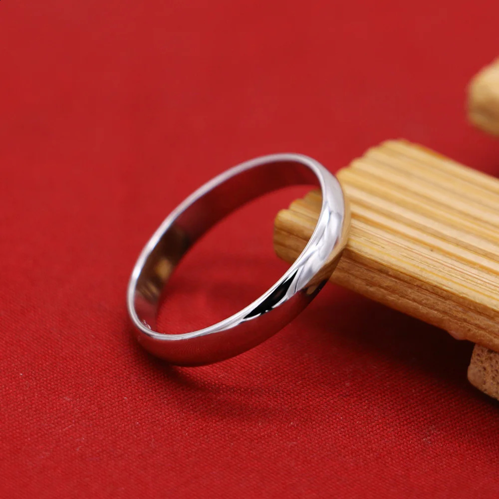 Fashionable couple ring 925 sterling silver smooth n ring Simple silver anniversary gift silver jewelry 240912