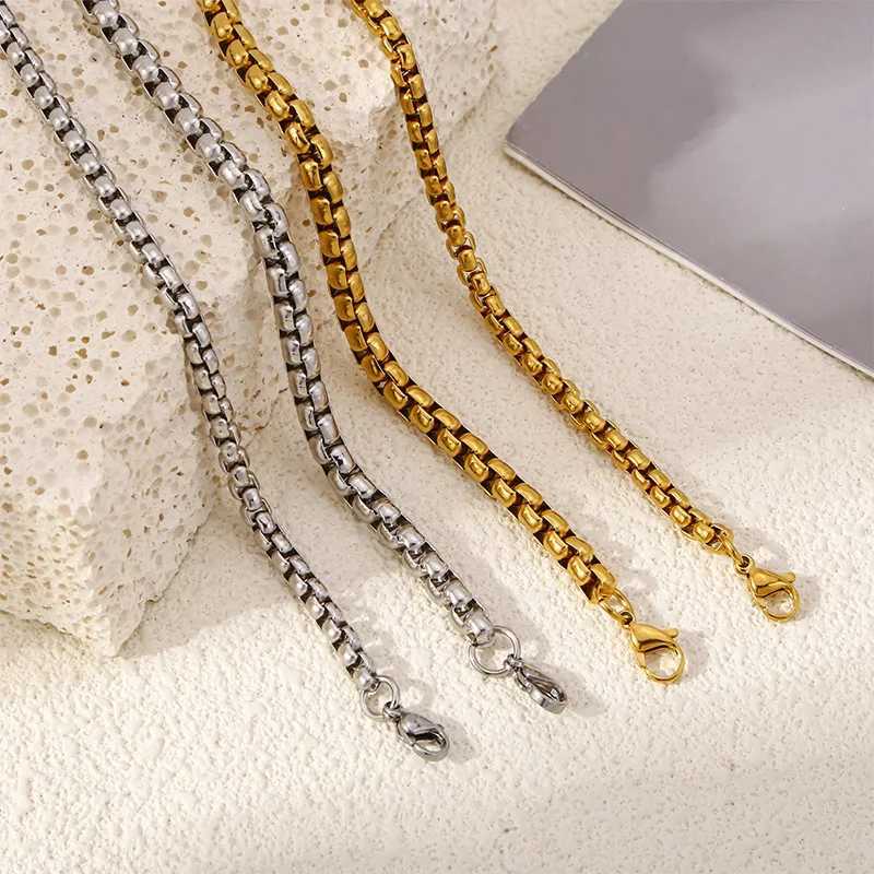 Stainless Steel Square Ball Chain Bracelet Men Titanium Steel Jewelry Hip-Hop Bracelet For Women Fashion Trend Accessories GifX240913