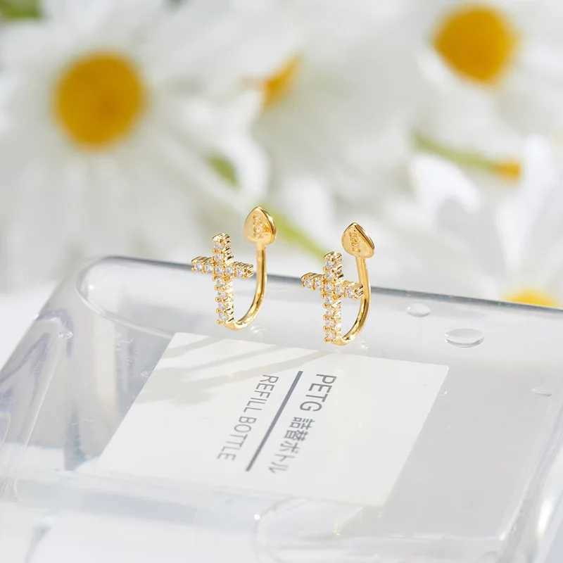 REETI 925 Sterling Silver Temperament Personality Cross Earrings For Women Silver Gold Earclip Jewelry Elegant GiftsX240913