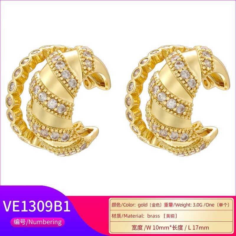 ZHUKOU 2 Adjustable Ear Clip Cubic Zirconia Clip Earrings Summer False Perforated Earrings Wholesale VE1308 VE1309X240913