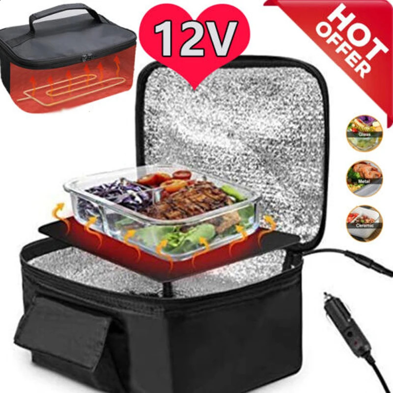 Portable mini microwave 12V heating electric lunch box food heater travel camping car picnic bag bento 30 x 20 10cm 240910