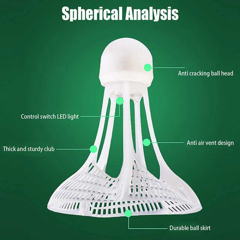 1pcs Outdoor Windproof Badminton Luminous Badminton Accessories Fluorescent Shuttlecocks Super Resistant LED Badminton Ball Y240912