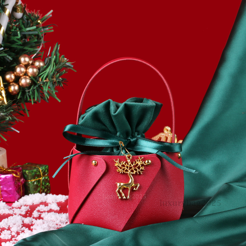 Christmas Gift bag DIY bag Christmas leather flannelette Apple Bag Party Supplies Holiday Set Gift New Year Decoration Packaging Apple Cute Creativity